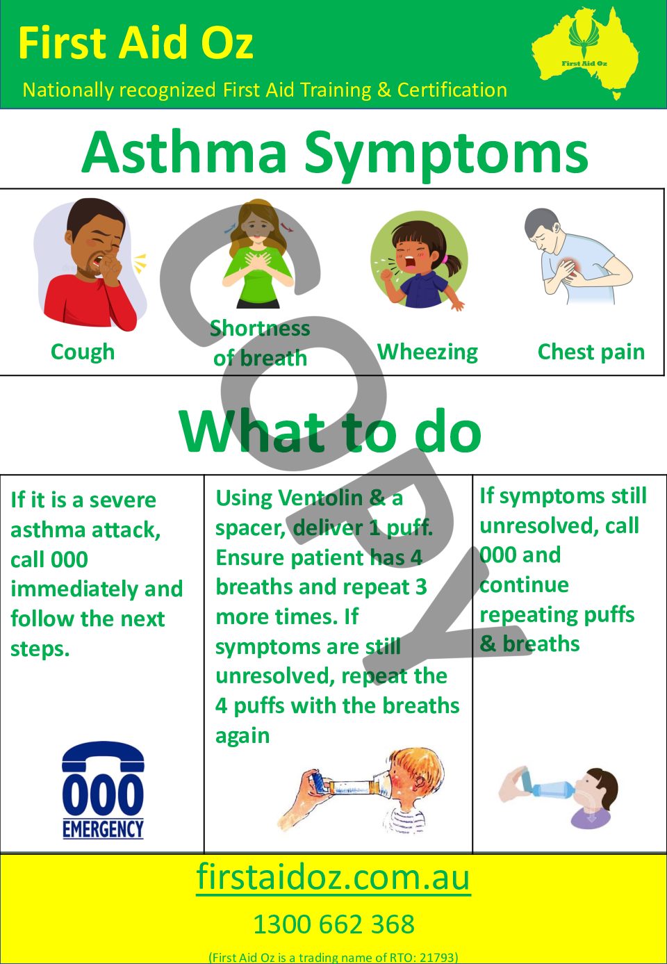 Asthma Poster - First Aid Oz